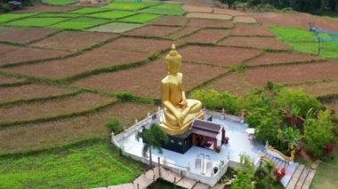 Aerial view of Wat Na Khuha Temple in Phrae Thailand