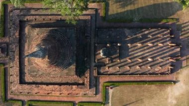 Aerial view of Wat Sra Sri or Wat Sa Si in Sukhothai historical park in Thailand