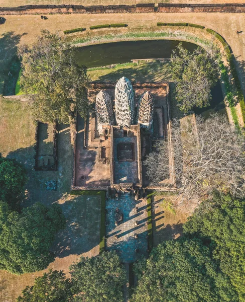 Αεροφωτογραφία του ναού Wat si Sawai στο ιστορικό πάρκο Sukhothai, Ταϊλάνδη — Φωτογραφία Αρχείου