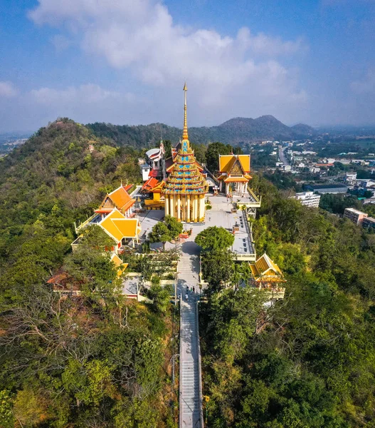 Aerial view of Wat Sangkat Rattana Khiri temple in Uthai Thani, Thailand — Stock Photo, Image