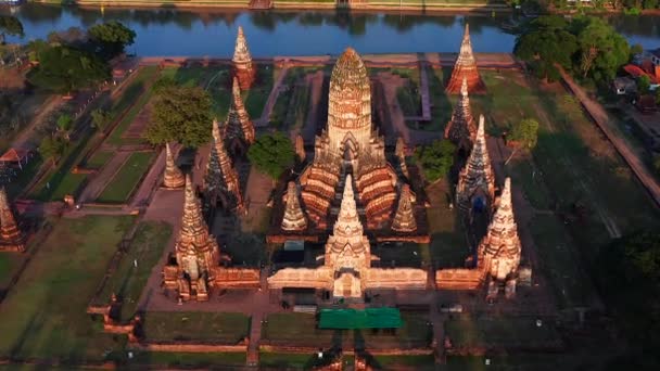 Wat Chaiwatthanaram Tempio Buddista Nella Città Ayutthaya Historical Park Thailandia — Video Stock