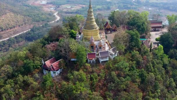 Wat Phra Phutthabat Tak Pha Templom Tetején Hegy Lamphun Thaiföld — Stock videók