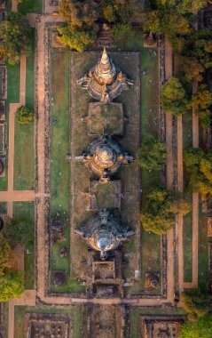 Phra Nakhon Si Ayutthaya 'daki Wat Phra Si Santhe tapınağının havadan görünüşü, Tayland, Güney Doğu Asya