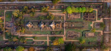 Phra Nakhon Si Ayutthaya 'daki Wat Phra Si Santhe tapınağının havadan görünüşü, Tayland, Güney Doğu Asya