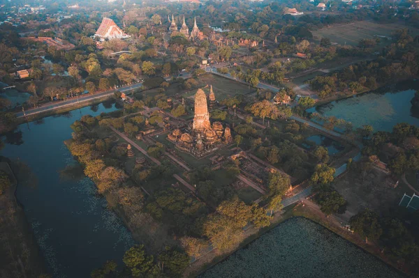 Vue Aérienne Temple Ruine Wat Phra Sanphet Phra Nakhon Ayutthaya — Photo