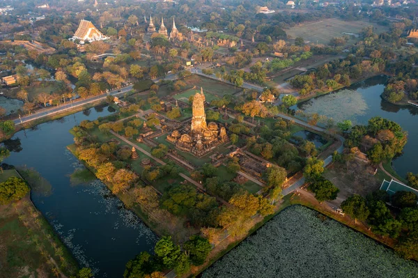 Flygfoto Över Wat Phra Sanphet Ruin Tempel Phra Nakhon Ayutthaya — Stockfoto