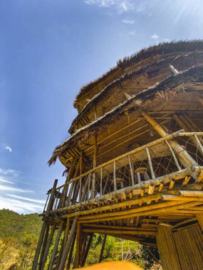 Chiang Mai, Tayland 'daki Doi Inthanon Ulusal Parkı' ndaki dev Bambu Kulübesi.
