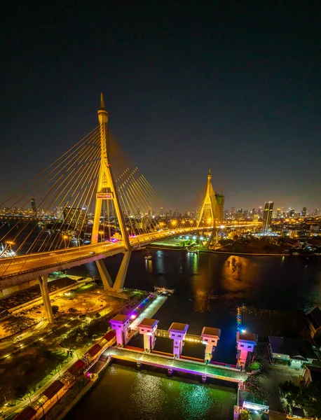 Puente Bhumibol También Conocido Como Puente Industrial Circunvalación Parte Carretera — Foto de Stock