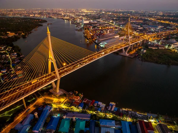 Bhumibol Bridge Also Known Industrial Ring Road Bridge Part Long — Stock Photo, Image