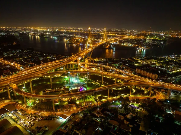 Puente Bhumibol También Conocido Como Puente Industrial Circunvalación Parte Carretera — Foto de Stock