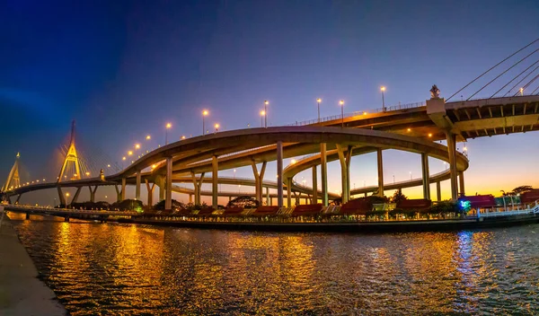 Puente Bhumibol También Conocido Como Puente Industrial Circunvalación Parte Carretera — Foto de Stock