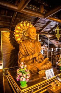 Wat Sangkhathan tapınağı Nonthaburi, Tayland 'da su üzerinde. Yüksek kalite fotoğraf
