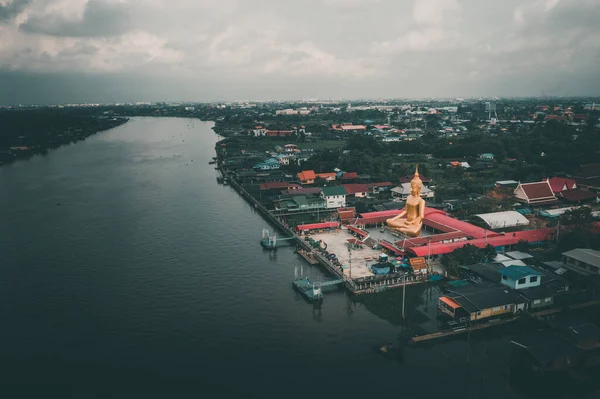 Wat Bang Chak Βρίσκεται Απέναντι Koh Kret Νησί Στις Όχθες — Φωτογραφία Αρχείου