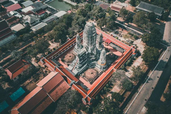 Flygfoto Över Wat Mahathat Worawihan Ratchaburi Thailand Sydostasien — Stockfoto