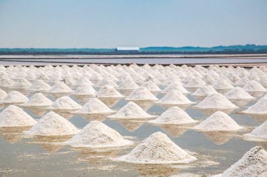 Tayland 'ın Phetchaburi bölgesindeki Tuz çiftliklerinin havadan görünüşü, Güney Doğu Asya