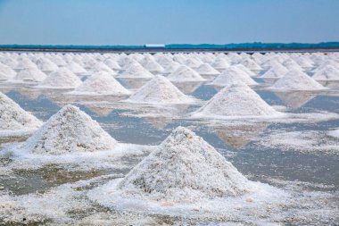 Tayland 'ın Phetchaburi bölgesindeki Tuz çiftliklerinin havadan görünüşü, Güney Doğu Asya