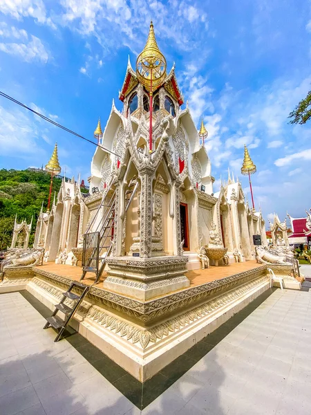 Wat Khoi Templo Branco Phetchaburi Tailândia Foto Alta Qualidade — Fotografia de Stock