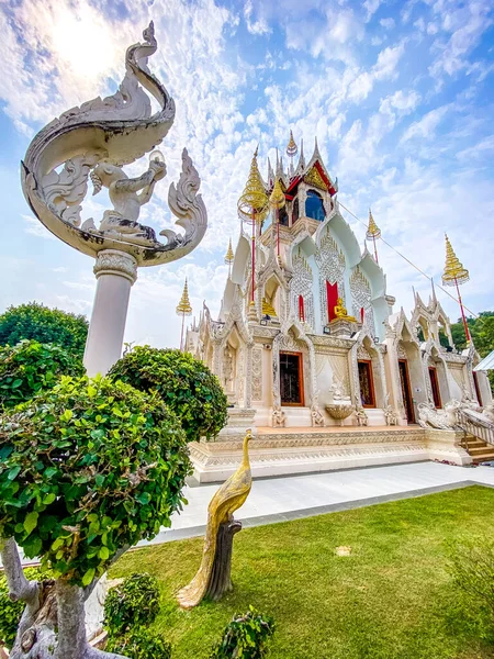 Wat Khoi Templo Branco Phetchaburi Tailândia Foto Alta Qualidade — Fotografia de Stock