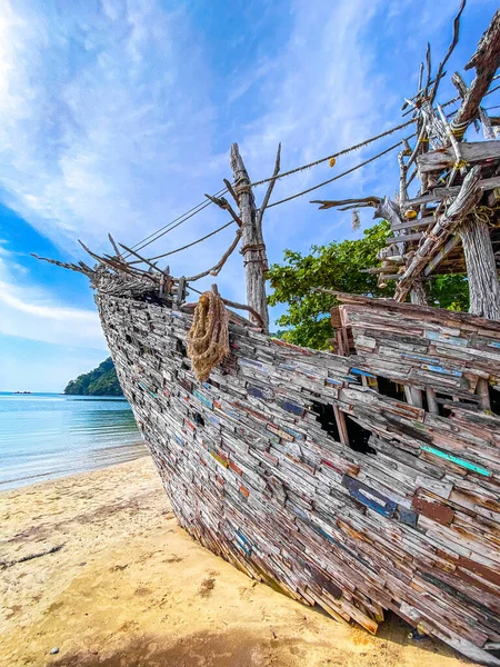 Old Wooden Pirate Boat Beach Koh Phayam Ranong Thailand South — Photo