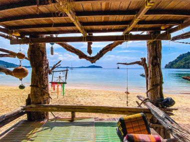 Old wooden pirate boat on the beach in Koh Phayam, Ranong, Thailand, south east asia