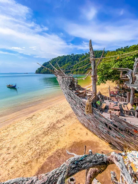 Old Wooden Pirate Boat Beach Koh Phayam Ranong Thailand South — Stockfoto