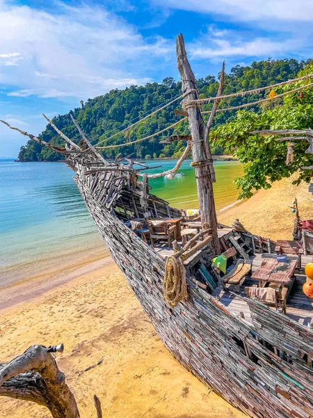 Old Wooden Pirate Boat Beach Koh Phayam Ranong Thailand South — Stockfoto