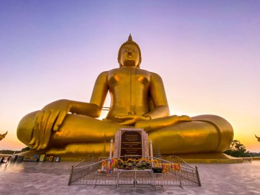 Big Buddha during sunset at Wat Muang in Ang Thong, Thailand, south east asia