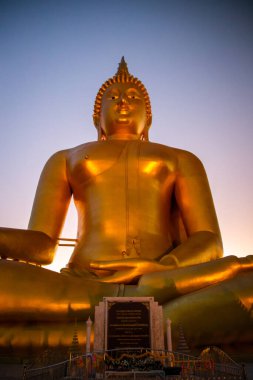 Big Buddha during sunset at Wat Muang in Ang Thong, Thailand, south east asia