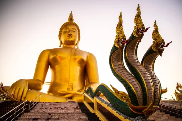 Big Buddha Sunset Wat Muang Ang Thong Thailand South East — Foto de Stock