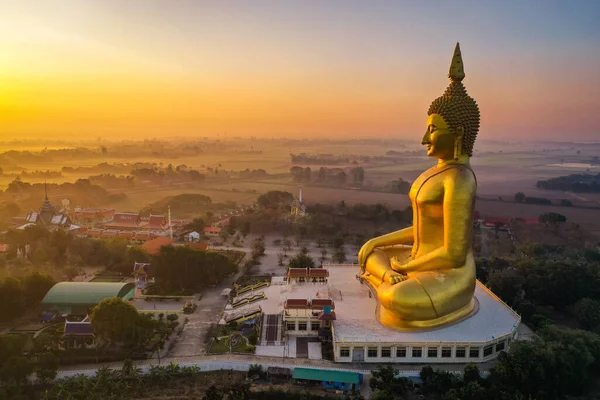 Big Buddha Sunset Wat Muang Ang Thong Thailand South East — Stok fotoğraf