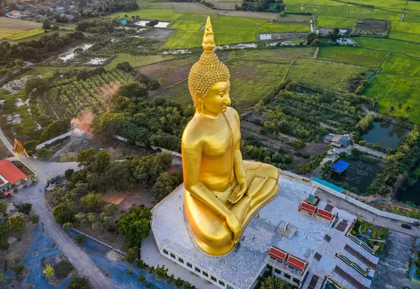 Big Buddha Sunset Wat Muang Ang Thong Thailand South East — стоковое фото