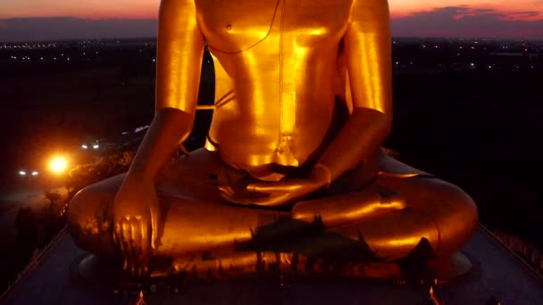 Big Buddha Sunset Wat Muang Ang Thong Thailand South East — стоковое видео