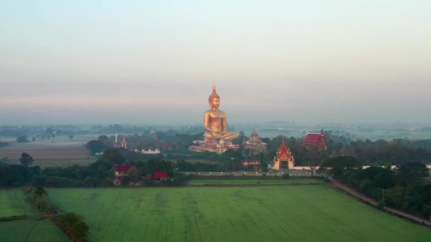 Big Buddha Sunset Wat Muang Ang Thong Thailand South East — Stock video