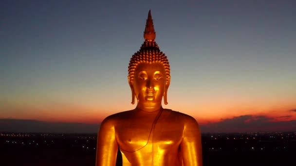 Big Buddha Sunset Wat Muang Ang Thong Thailand South East — Video Stock
