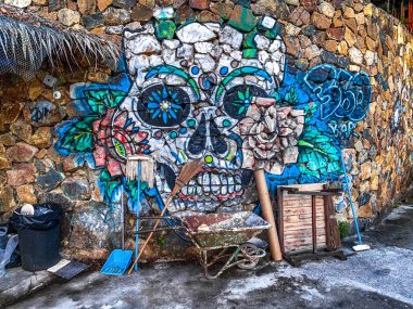 Koh Phangan island sunset view from rooftop bar in Thailand. High quality photo