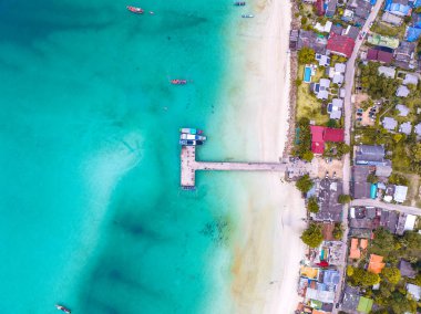 Aerial view of Malibu beach in Koh Phangan, Thailand, south east asia