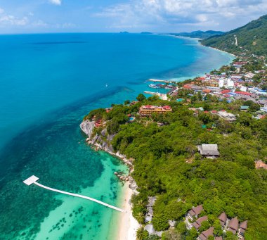 Aerial view of Leela Beach in koh Phangan, Thailand, south east asia
