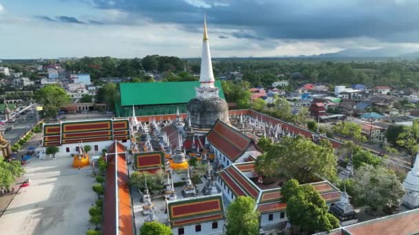 Aerial View Wat Phra Mahathat Woramahawihan Temple Nakhon Thammarat Thailand — 비디오