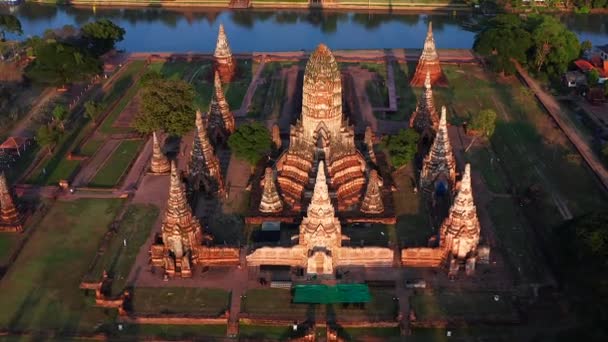 Wat Chaiwatthanaram Ruína Templo Ayutthaya Tailândia Sudeste Asiático — Vídeo de Stock