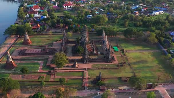 Wat Chaiwatthanaram Ruin Tempel Ayutthaya Thailand Sydostasien — Stockvideo
