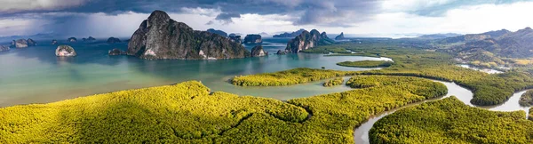 Samet Nangshe Viewpoint Bij Zonsondergang Tijdens Het Regenseizoen Phang Nga — Stockfoto