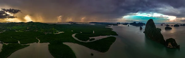 Samet Nangshe Punkt Widokowy Zachodzie Słońca Porze Deszczowej Phang Nga — Zdjęcie stockowe