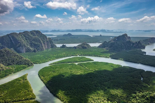 Vista Aérea Baía Phang Nga Tailândia Sudeste Ásia — Fotografia de Stock