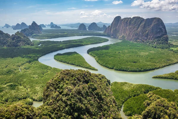 Vista Aérea Baía Phang Nga Tailândia Sudeste Ásia — Fotografia de Stock