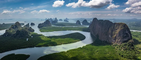 Widok Powietrza Zatokę Phang Nga Tajlandia Azja Południowo Wschodnia — Zdjęcie stockowe