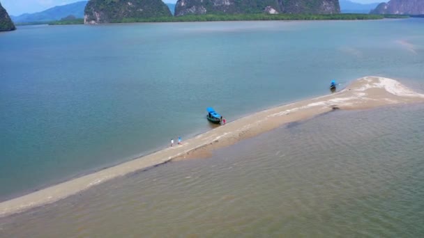 Flygfoto Över Koh Panyee Sandbank Phang Nga Thailand Sydostasien — Stockvideo