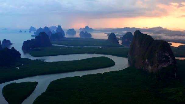 Veduta Aerea Della Baia Phang Nga Thailandia Sud Est Asiatico — Video Stock