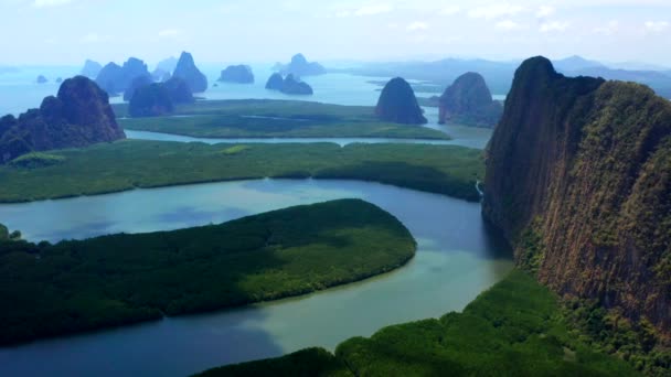 Letecký Pohled Záliv Phang Nga Thajsko Jihovýchodní Asie — Stock video