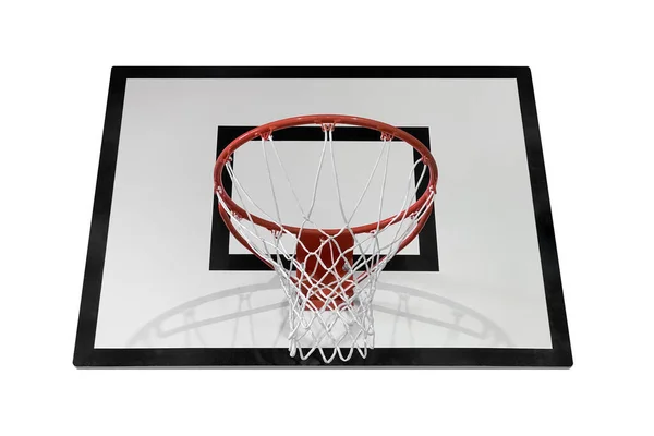 Koszykówka Deska Obręcz Zbliżenie Izolowane Białym Tle — Zdjęcie stockowe
