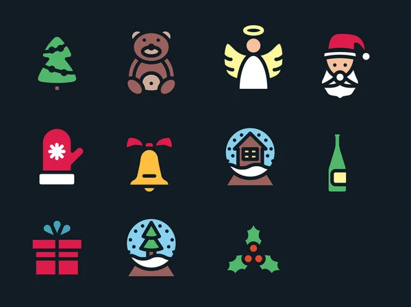 Colección de iconos de glifo de Navidad. Conjunto de iconos vacaciones de invierno. — Vector de stock
